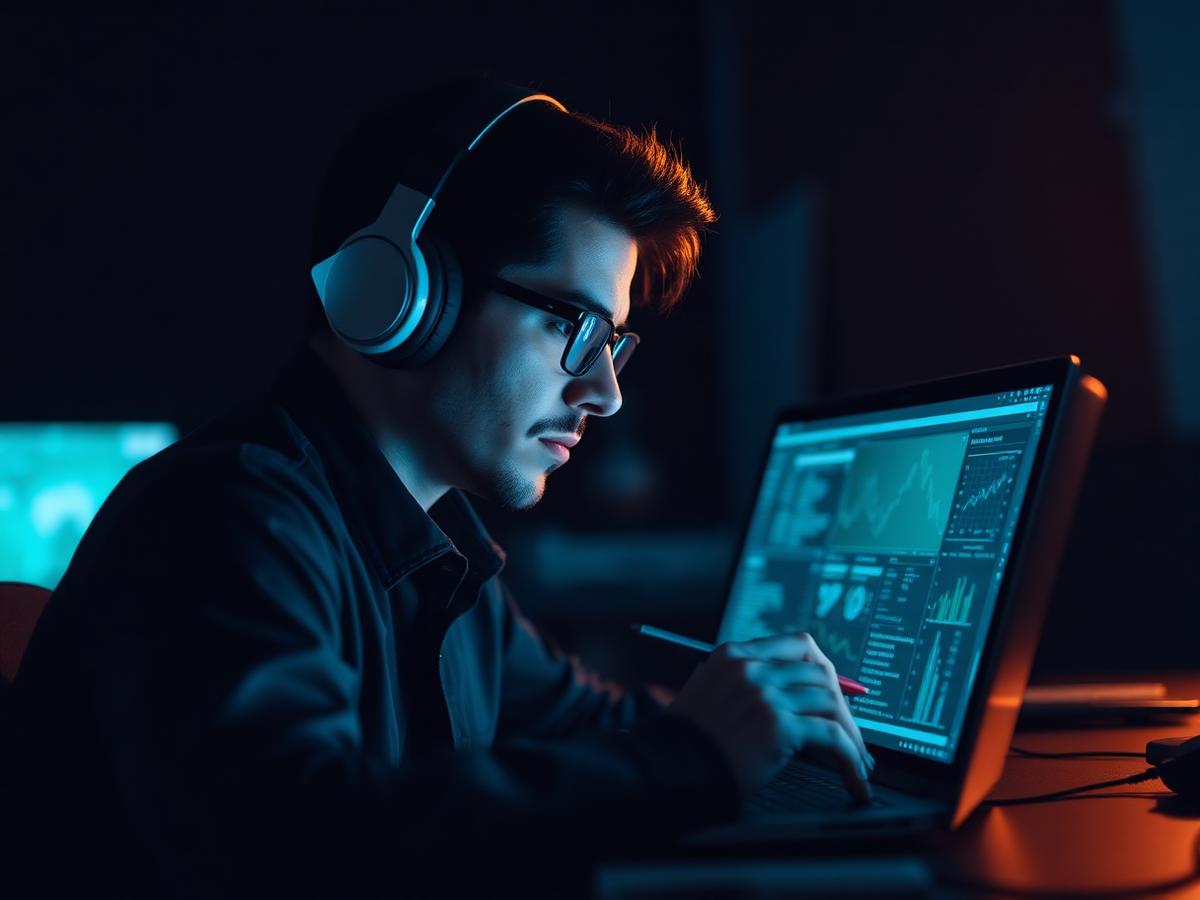 A RemoteWise tasker reviewing AI model outputs on a laptop